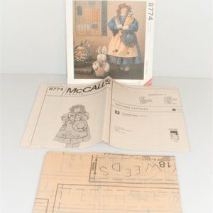1997 McCall's Crafts GARDEN DOLL QUILT & BUNNY #8774 Sewing Pattern Vintage Doll